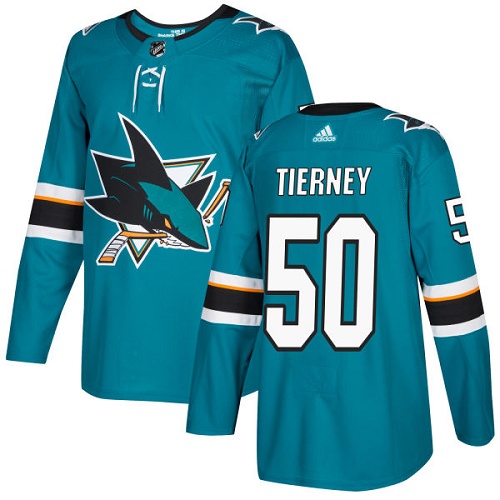 Adidas Men San Jose Sharks #50 Chris Tierney Teal Home Authentic Stitched NHL Jersey